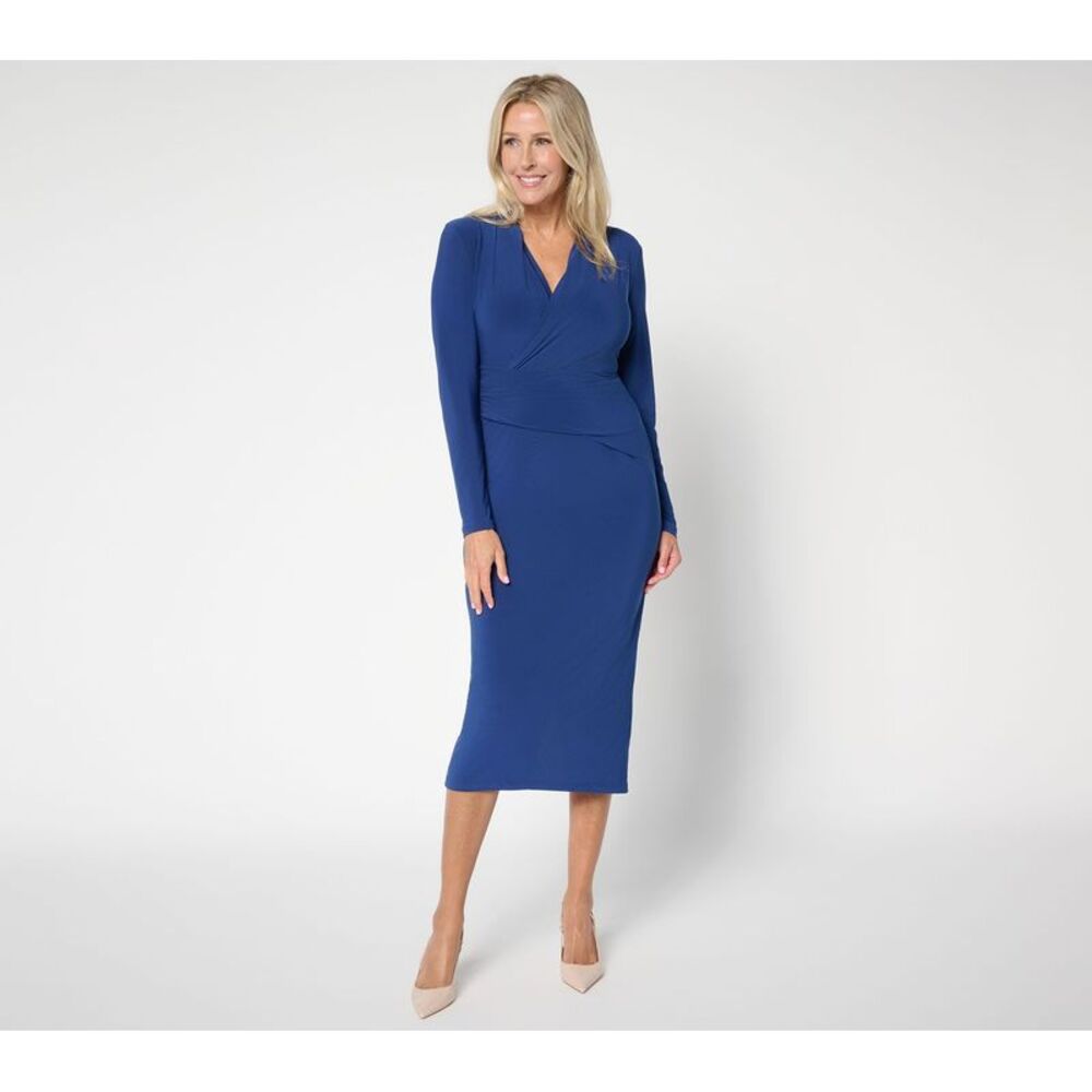 Liberare Women's Plus Sz Dress 2X Como Jersey Surplice Midi Blue A728866